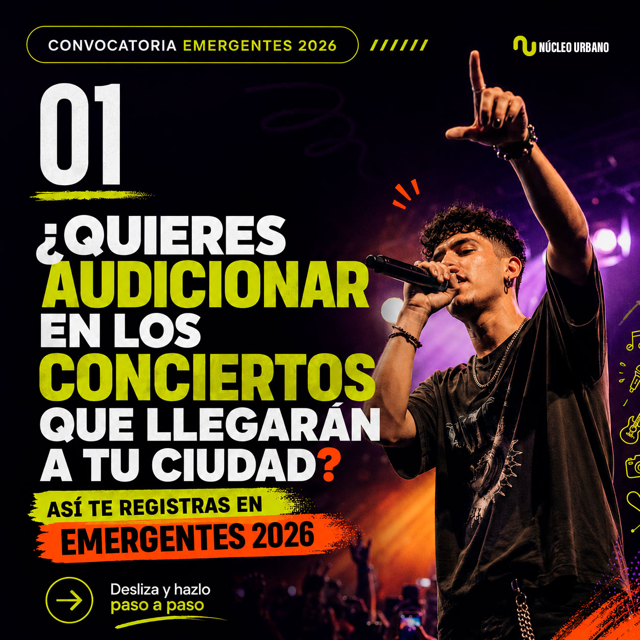 nu-c-1-1 Emergentes 2026 - Registrarte en la convocatoria que puede llevarte a los grandes escenarios de Colombia - N&uacute;cleo Urbano
